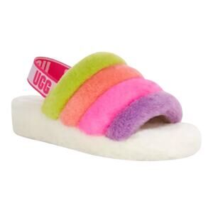 UGG Fluff Yeah Slide Shearling Slingback Stripes 1097169 $110 - Size 7 Like New!